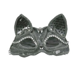 Luxuosa máscara de olhos veneziana - renda / glitter / lantejoulas - olho de gato - Halloween / máscaras