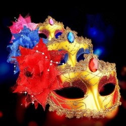Máscara de olhos veneziana sexy - diamante / flor de penas / glitter - carnaval - Halloween