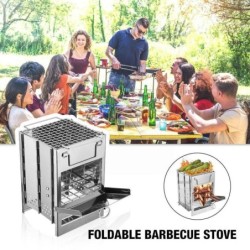 Fogão para churrasco dobrável - a lenha - aço inoxidável