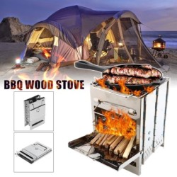 Fogão para churrasco dobrável - a lenha - aço inoxidável