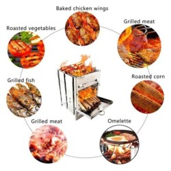 Fogão para churrasco dobrável - a lenha - aço inoxidável