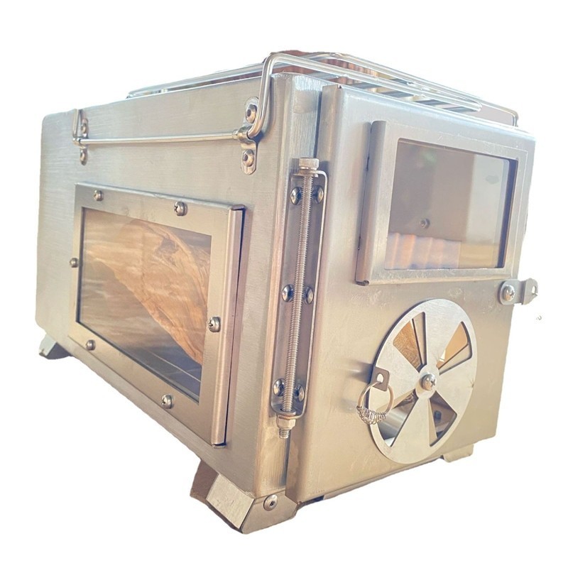 Wood fire heating stove - double sided - camping / outdoor / tent heating - stainless steelBBQ