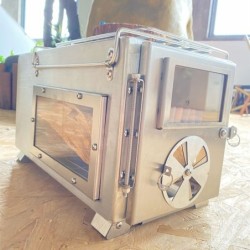 Salamandra a lenha - dupla face - para campismo / para exterior / aquecimento para tendas - inox