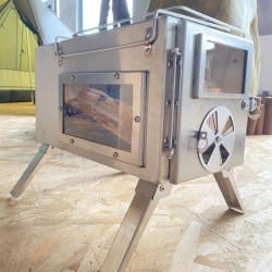Salamandra a lenha - dupla face - para campismo / para exterior / aquecimento para tendas - inox