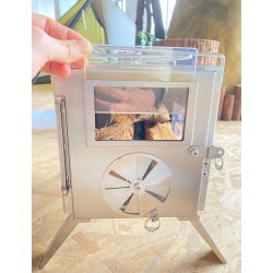 Salamandra a lenha - dupla face - para campismo / para exterior / aquecimento para tendas - inox