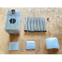 Salamandra a lenha - dupla face - para campismo / para exterior / aquecimento para tendas - inox