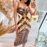 Sexy fashionable midi dress - sleeveless - yellow leopard print - slimDresses