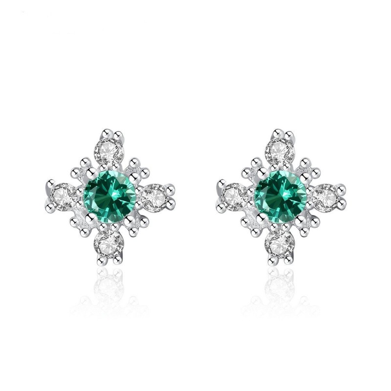 Brincos floco de neve com cristal - prata de lei 925