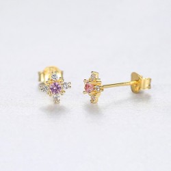 Brincos floco de neve com cristal - prata de lei 925