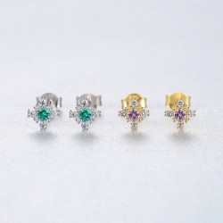 Brincos floco de neve com cristal - prata de lei 925