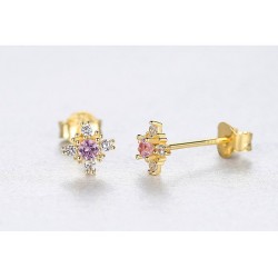 Brincos floco de neve com cristal - prata de lei 925