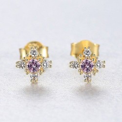 Brincos floco de neve com cristal - prata de lei 925