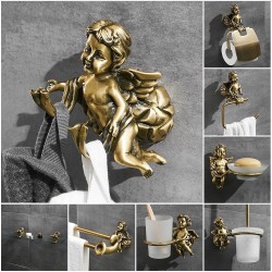 Ganchos de bronze com anjos - prateleira - toalheiro - acessórios de banheiro montados na parede