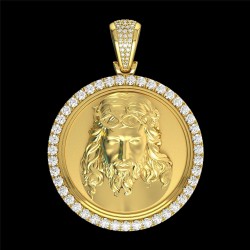 Round pendant with crystals - Jesus - goldNecklaces