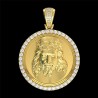 Pingente redondo com cristais - Jesus - ouro