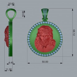 Round pendant with crystals - Jesus - goldNecklaces