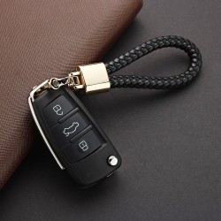 Chaveiro de couro trançado tecido - destacável - fivela de metal giratória
