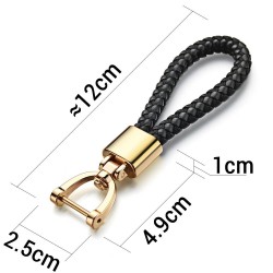 Chaveiro de couro trançado tecido - destacável - fivela de metal giratória