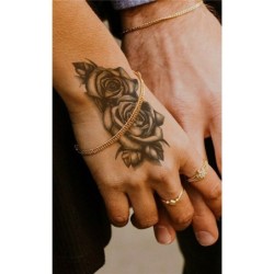 Temporary tattoo sticker - double black roses - waterproofTattoo