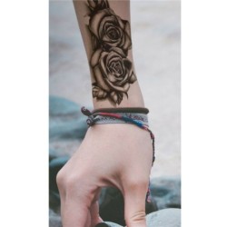 Temporary tattoo sticker - double black roses - waterproofTattoo