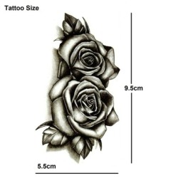 Temporary tattoo sticker - double black roses - waterproofTattoo