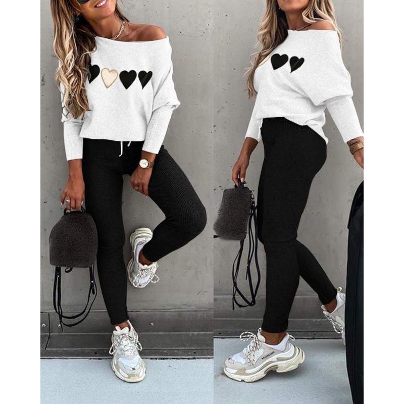 Top manga longa e calça com cordão - conjunto