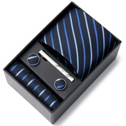 Gravata / lenço / abotoaduras / prendedor de gravata da moda - com caixa - conjunto de 5 peças