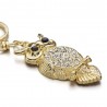 Coruja de cristal - ouro - chaveiro