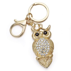 Coruja de cristal - ouro - chaveiro