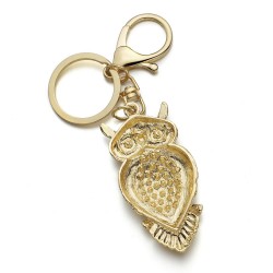 Coruja de cristal - ouro - chaveiro