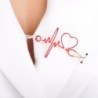 Broche médico - eletrocardiograma / estetoscópio / coração - com cristal