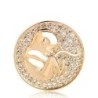 Broche de parteira redondo - com cristais - em forma de moeda - feto