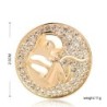 Broche de parteira redondo - com cristais - em forma de moeda - feto