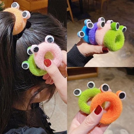 Faixa de cabelo elástica de pelúcia - com olhos de sapo