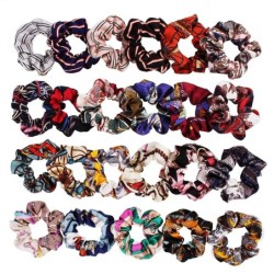 Scrunchies de chiffon - faixa elástica floral para cabelo