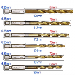 Brocas hexagonais HSS 14 - revestidas de titânio - brocas - 13 peças