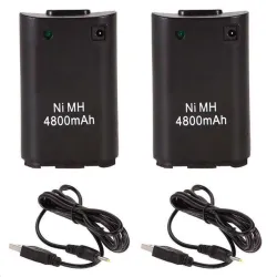 Bateria do controle sem fio do Xbox 360 - 2 * 4800 mAh e cabo do carregador