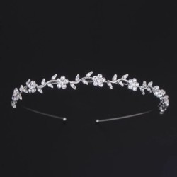 Tiara luxuosa - faixa de cristal - flores/folhas