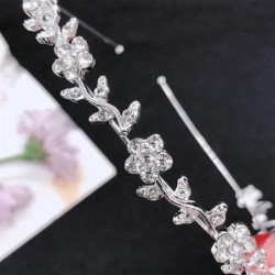 Tiara luxuosa - faixa de cristal - flores/folhas