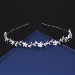 Tiara luxuosa - faixa de cristal - flores/folhas