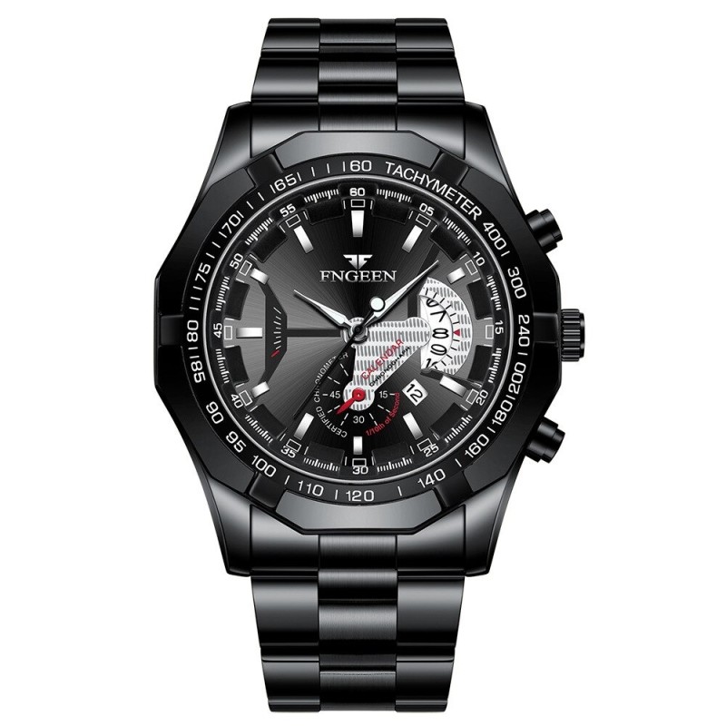 Relógio masculino luxuoso - luminoso - calendário - à prova d'água - aço inoxidável