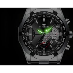 Relógio masculino luxuoso - luminoso - calendário - à prova d'água - aço inoxidável