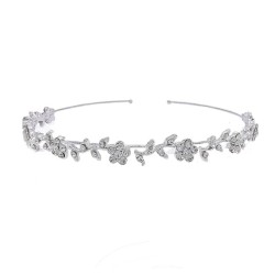 Tiara luxuosa - faixa de cristal - flores/folhas