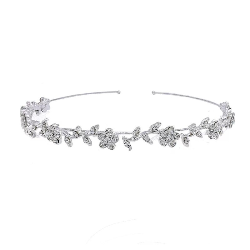 Tiara luxuosa - faixa de cristal - flores/folhas