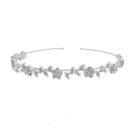 Tiara luxuosa - faixa de cristal - flores/folhas