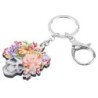 Acrylic Halloween skull with flowers - keychainKeyrings