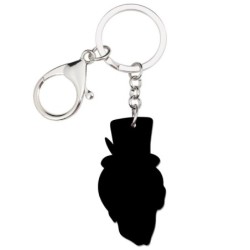 Caveira de Halloween com chapéu - chaveiro acrílico