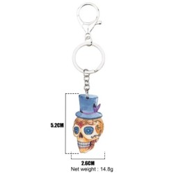 Caveira de Halloween com chapéu - chaveiro acrílico