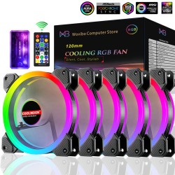 Ventilador do gabinete do computador - cooler - ajustável - 120mm - 6 pinos - RGB - ARGB - LED - 5V