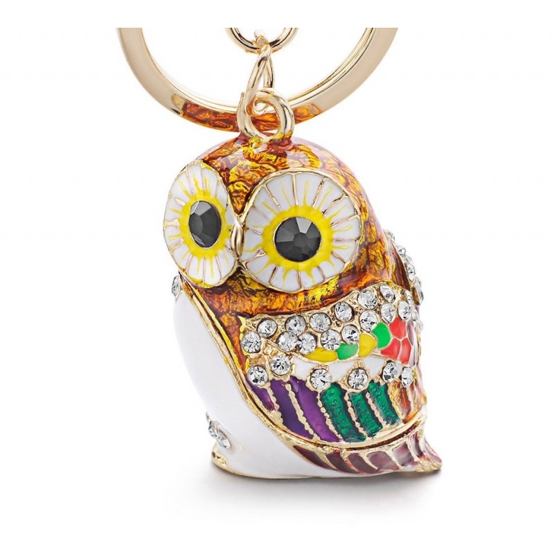 Keychain with owl - crystal / enamel glazingKeyrings